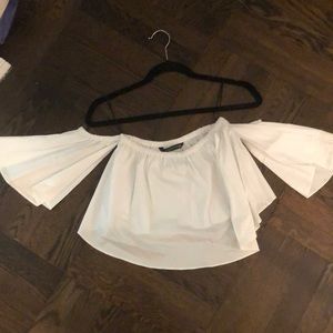 Zara off the shoulder white cropped top